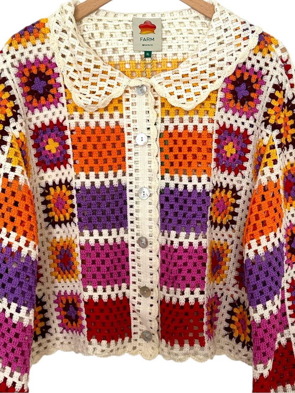 New Farm Rio Crochet Knit Granny Cardigan sz XL - Picture 5 of 15